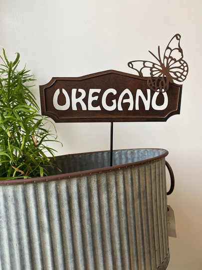 Very Pretty Metal Oregano Herb Garden Sign Stake
