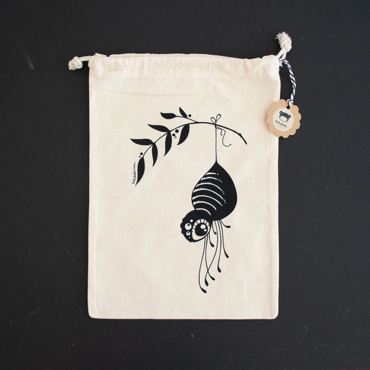 Cotton Bag Lalylala Spider Large Organic Cotton For Crochet Or Knitting Supplies, Yarn, Pyjamas Sustainable Gift Wrap