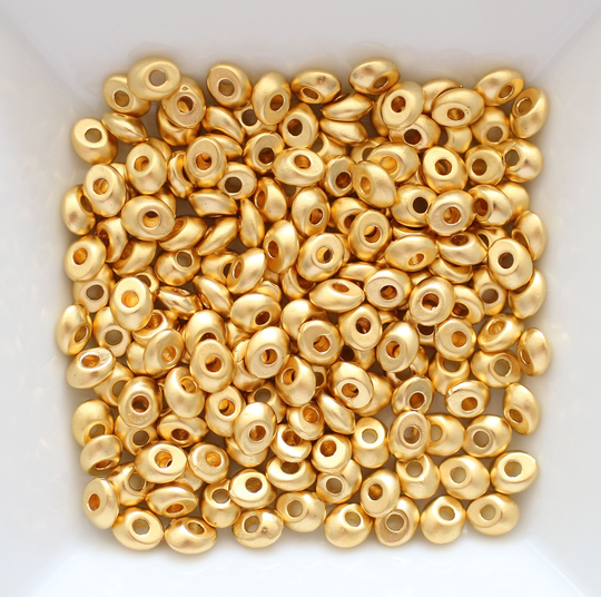 10Pc Heishi Beads, Organic Round Shape Rondelle Metal Spacer Large Hole Necklace Bracelet Matte Gold, Os1