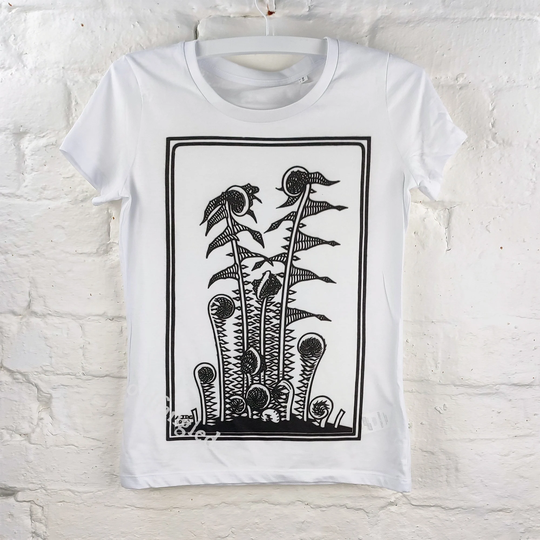 Ferns | 1920 - Organic Ladies Fitted T-Shirt, Vintage Style Botany T-Shirt, Art T-Shirt