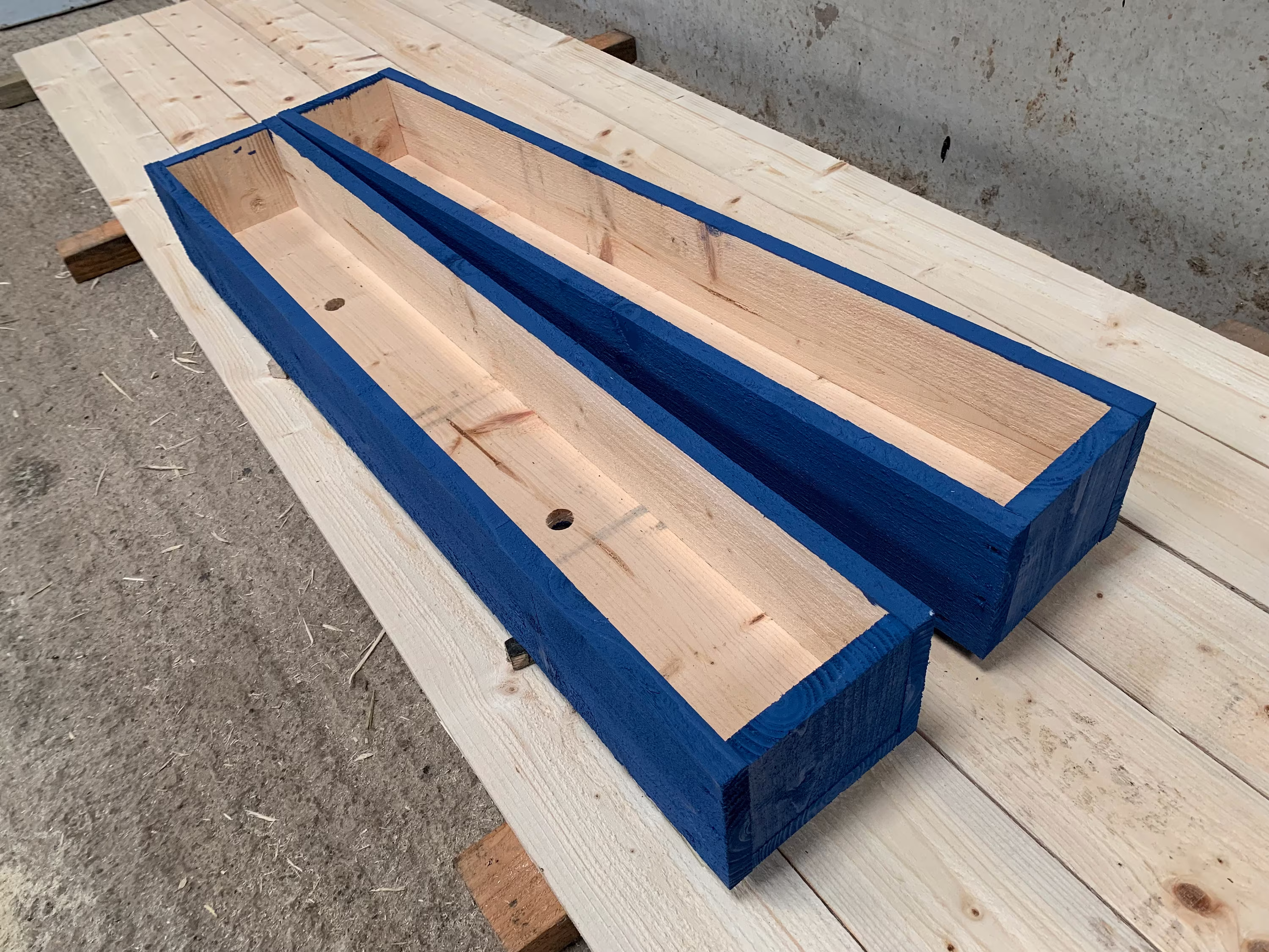 2 X 150cm/5Ft Long Wooden Garden/Herb Planters - Painted Cuprinol Barleywood Blue Ready Assembled With Fast&free Delivery