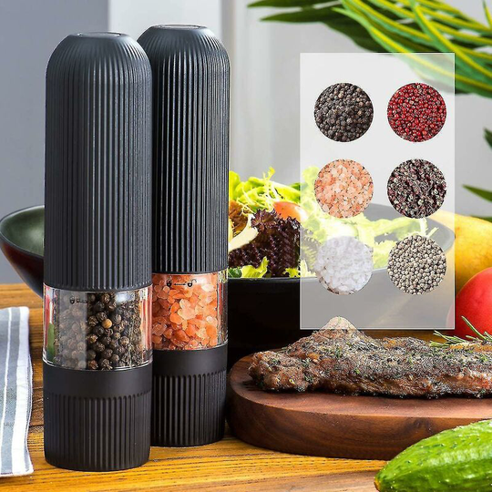 2pcs Automatic Pepper Grinder And Salt Grinder Electric Grinders In Durable