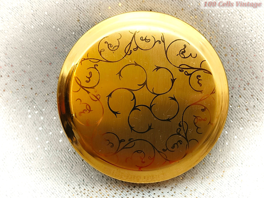 Gold Tone Vintage Ladies Powder Compact -7cm