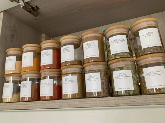200Ml | Spice Jars Bamboo Lid Pantry Organisation Homewares Kitchen Storage Herbs Spices Waterproof Label Masons