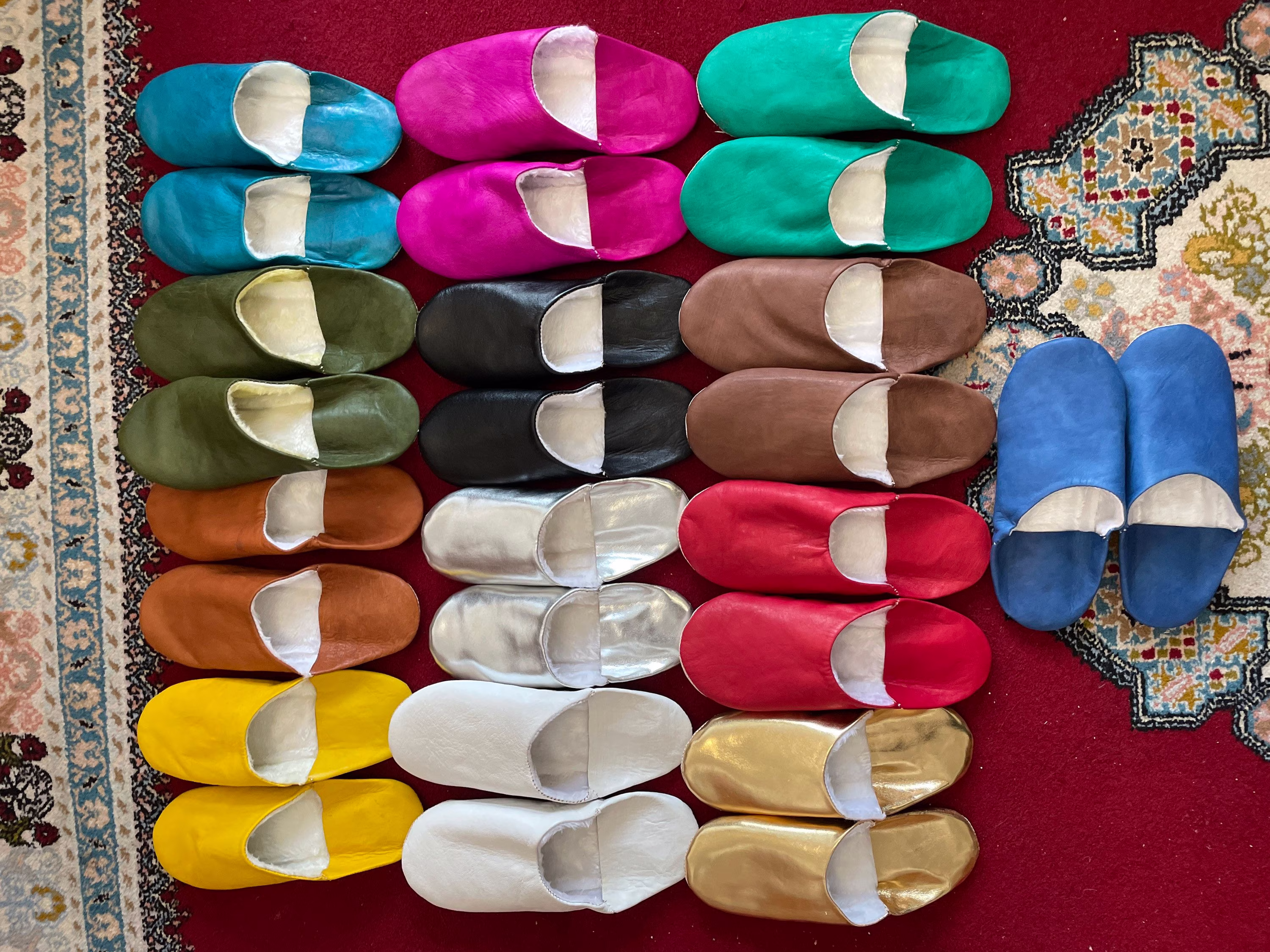 Handmade Genuine Moroccan Organic Leather Slippers With Wool Lining Inside