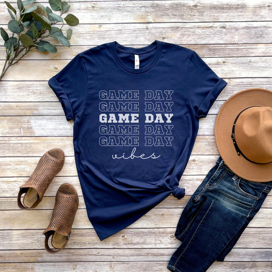Game Day Vibes Shirt Womens Football Season Tee Cute Tailgate Apparel Soccer Mom Top Baseball Team T-Shirt Basketball Tank Sports Fan Gift