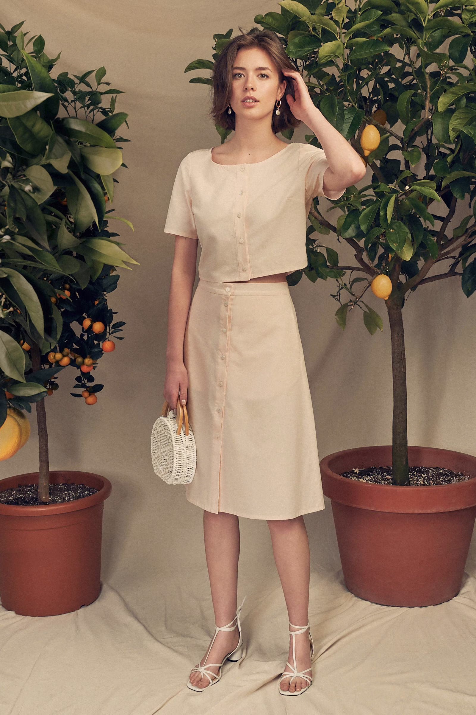 Button-Down Blouse/Top Made Of Organic Cotton Retro French Twist Fair & Sustainable Manufactured