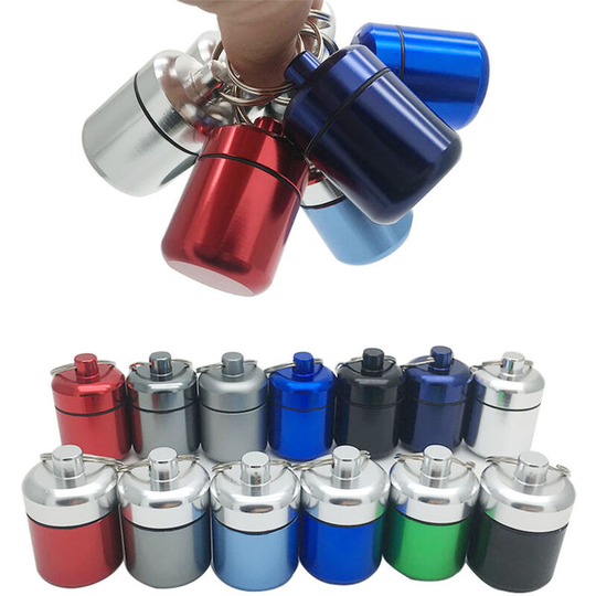 Ilovemilan - Pill Box Case Titanium Alloy Pill Waterproof Medicine Box Case Keychain Holder Container Bottle(black silver grey royal blue red,5pacs)