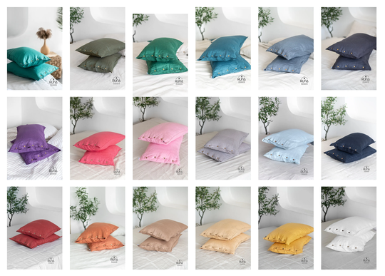Linen Pillow Case/ Linen Buttoned Pillowcase/ Organic Cover/ Stonewashed Softened/ Queen King Size/ Pure Linen/ Gift