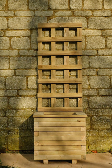 Block Style Square Planter With Capping & Trellis Wooden/Garden Pot