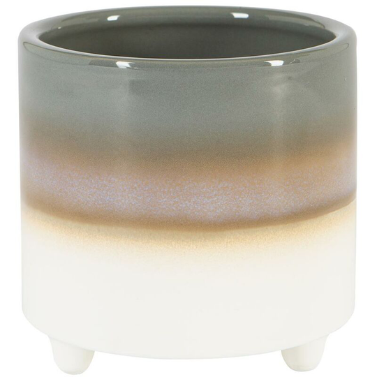 Reactive Glaze Footed Plant Pot - 10.5cm - Grey - Nicola Spring