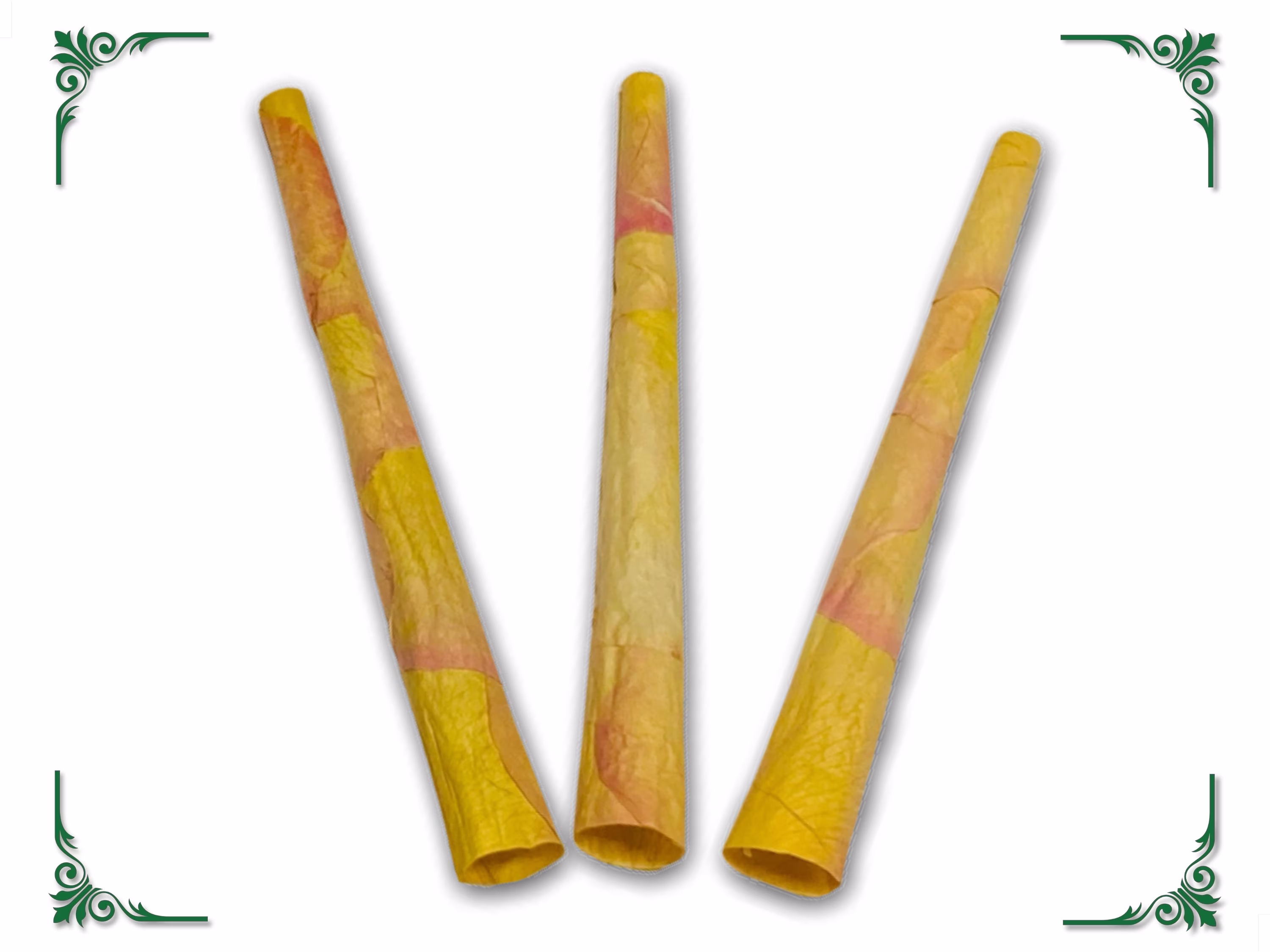 3 Tropical Handmade Organic Rose Petal Rolling Cones | 109mm