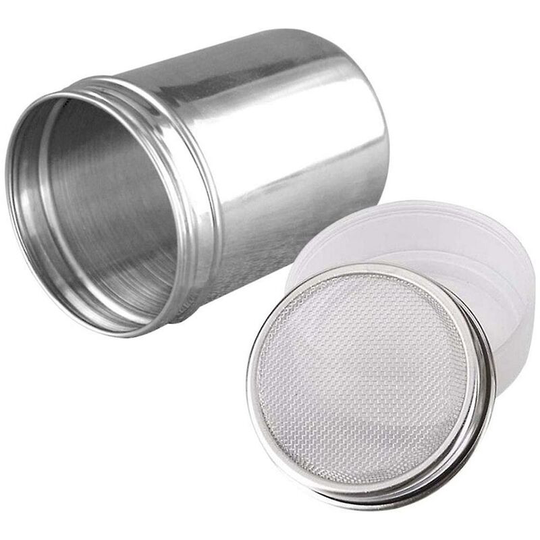 Stainless Steel Powder Drum Fancy Coffee Powder Spreader With Lid