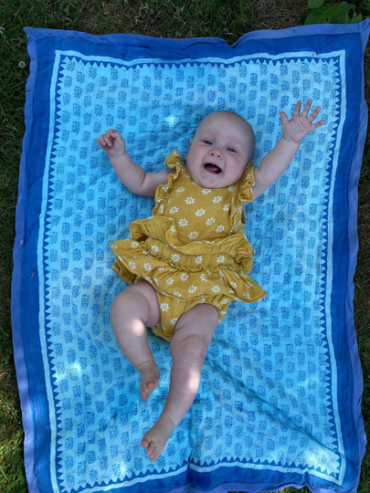 Baby Cot Quilts Hand Block Printed On Organic Cotton