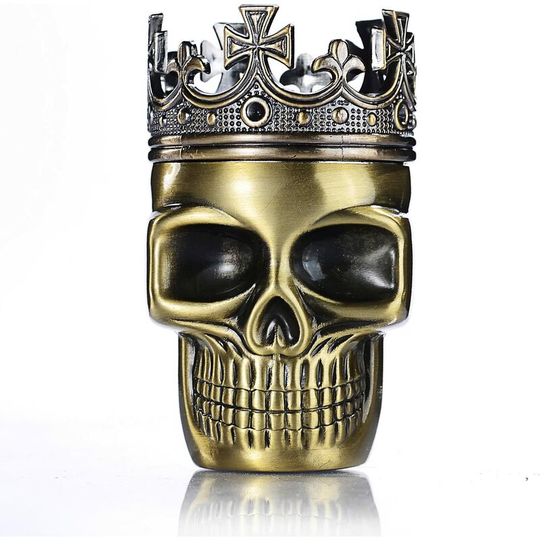Herb Grinder King Skull Curved Skull for Spices, Coffee, Herb, Crater, Spices (Bronze)