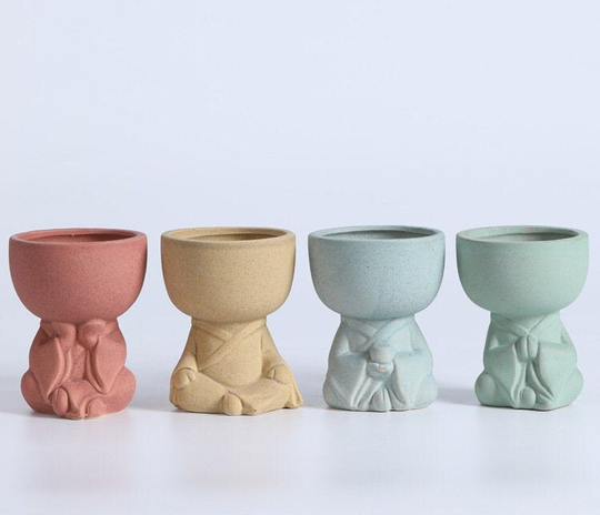 Indoor House Planter, Buddha Plant Ceramic Pots, Cute People Planters, Human Figure Potted Plants, Pot, Plants