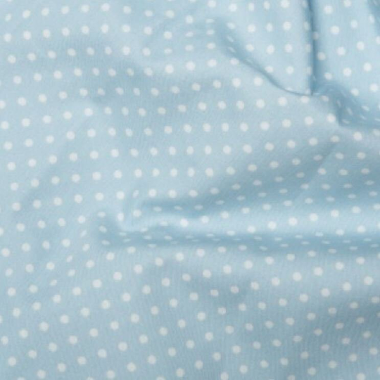 Excellent Quality Powder Blue 3mm Spotty Polka Dot 100% Cotton Poplin Fabric 130Gsm Sewing Quilting Craft Home Decor