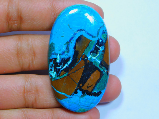 Rare Combination Of Chrysocolla Malachite Cabochon Top Quality Gemstone Hand Polish Loose Stone 140 Ct 56x32 Mm 7172