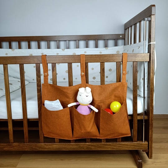 Linen Crib Organizer/Baby Room Bedside Nappy Nursery Bag Diaper Holder