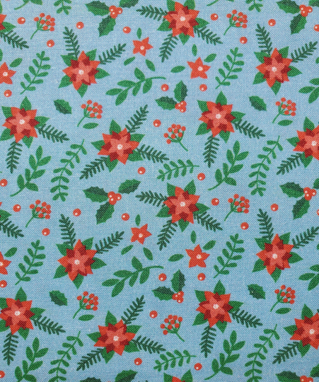 It's Always Unicorn Season Poinsettias Cotton Christmas Fabric From Camelot Fabrics. Priced Per 1/2 Yard