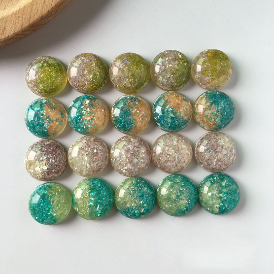 6Pcs Glitter Powder Cabochon Stardust Shell Powder Cabochon Resin Flatback Ornament Scrapbook Necklace Earring Handmade Jewelry Supplies, H98