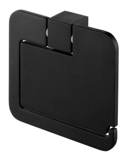 Bisk - Toilet Paper Rack Roll Holder with Flap Modern wc Black Powder Coated Zamak