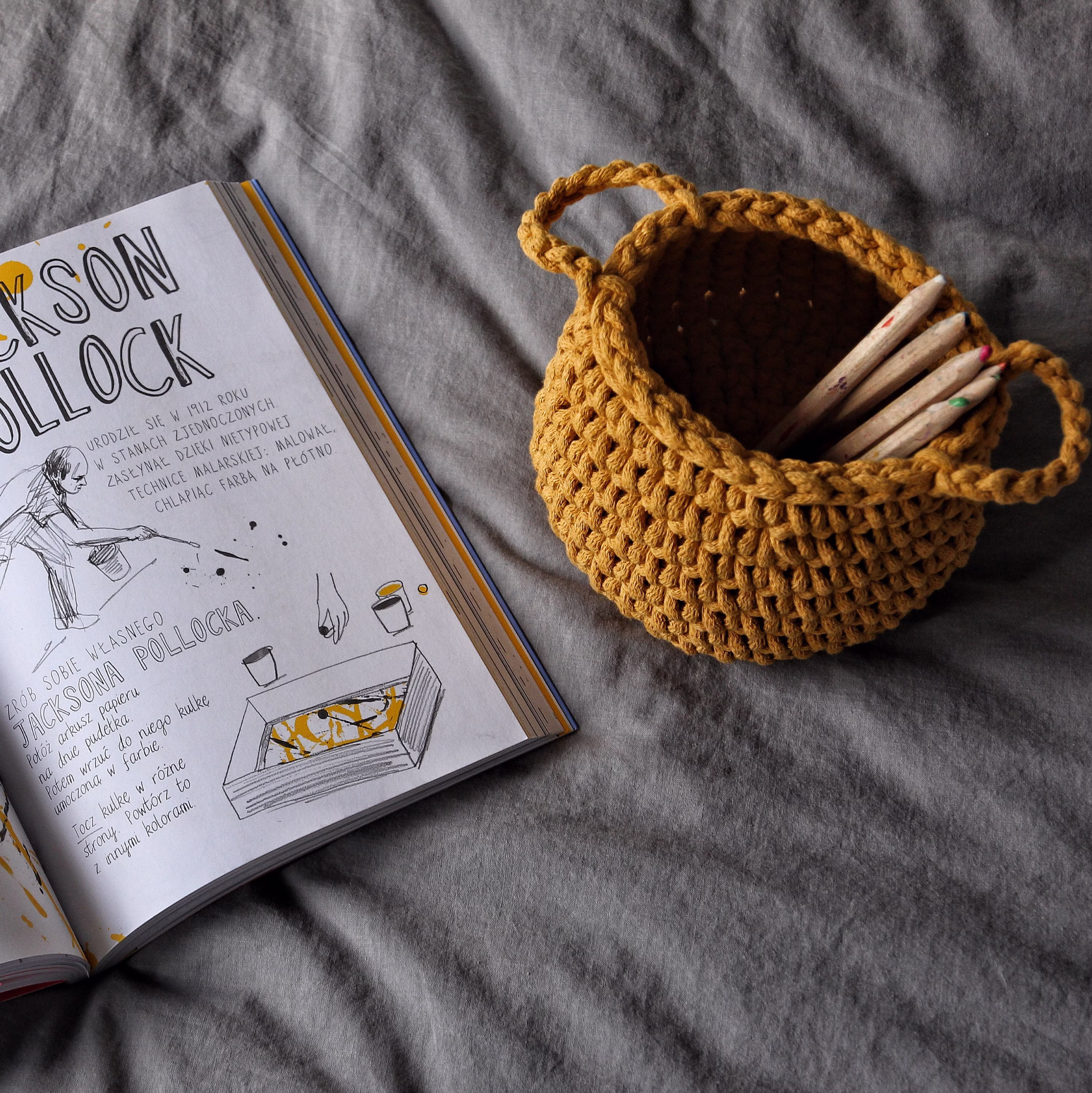 Small Storage Basket, Mustard Crochet Bathroom Organizer, Yellow Kids Room Decor, Housewarming Gift, Baby Shower