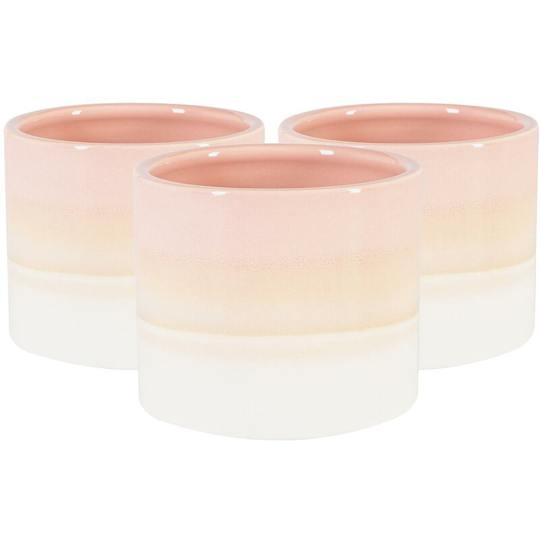Reactive Glaze Plant Pots - 9cm - Pink - Pack of 3 - Nicola Spring