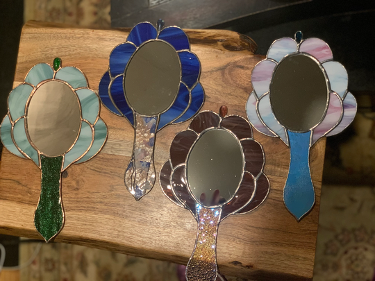 New Hand Mirror/ Stained Glass Powder Room Petite Mirror For Bath Or Bedroom/ Perfect Gift