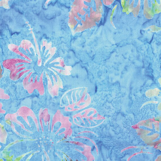 Benartes - Bali Hawaii Batik Hibiscus Blue Beach Sea 9172-50 Sold By The Yard