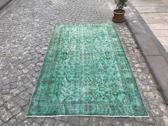 Organic Turkish Rug, Vintage 4x7 Oushak Oriental Bedroom Antique Floor 4.0x6.7 Ft, Anatolian Ek261
