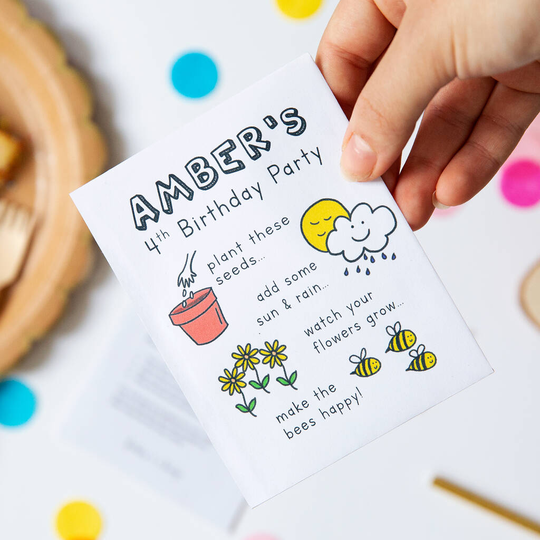 10 Happy Bee Wildflower Seed Birthday Party Favours