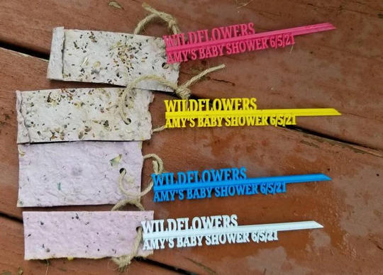 Handmade Wildflower Seed Paper Gift Tags - Custom 3D Printed Plant Labels & Personalized Wedding Or Shower Favors
