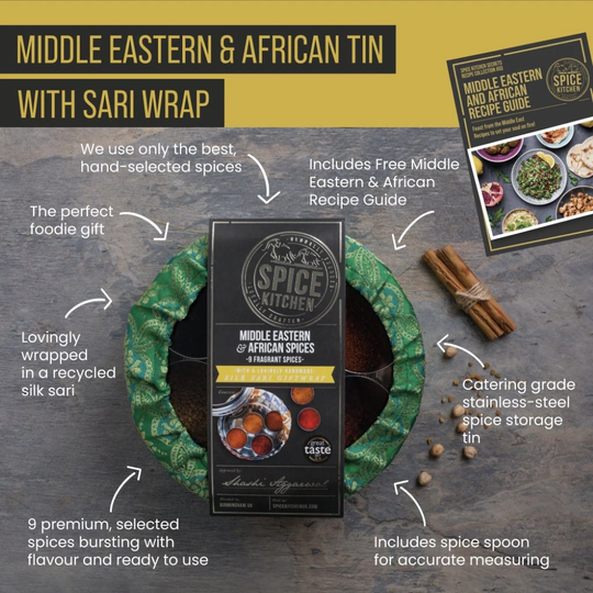 Spice Kitchen African & Middle East Tin With Giftwrap - Gift For Foodie Ras El Hanout Baharat Harissa Za'atar