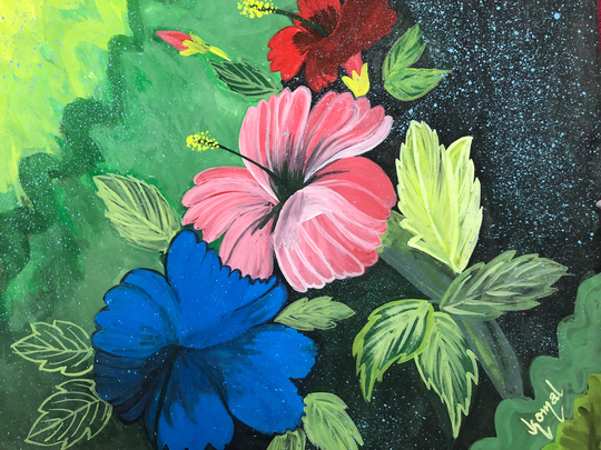 Hibiscus Flower Watercolor Art, Original Handmade Framed Painting Personalized Gift For Home Wall Décor By Komal Nirula