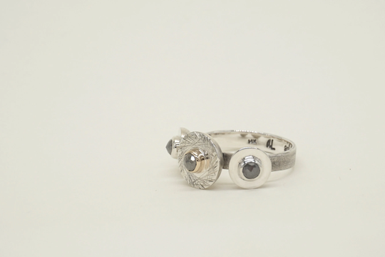 Salt & Pepper Diamond Engagement Ring, 14K Statement Wedding Bespoke Modern Bride, Anniversary Gift