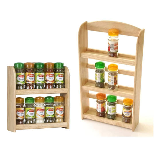 2/3 Tier Wood Spice Holder Stand, Bamboo Rack Kitchen Organizing For Home