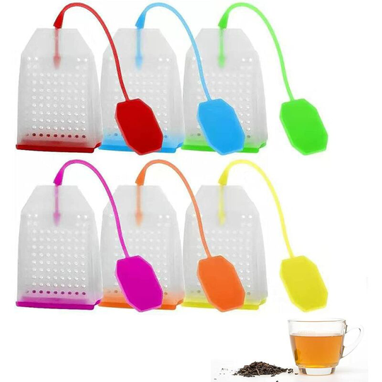 Perle Rare - 6 Pieces Reusable Silicone Tea Filter Bags Tea Infuser Tea Strainer Multicolor Tea Infuser Made of 100% bpa Free Food Grade Silicone,