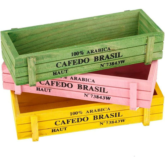 3pcs Decorative Wooden Planter Box, Colorful Wood Rectangular Garden Flower Herb Planters Window Plants Pot for Indoor Outdoor