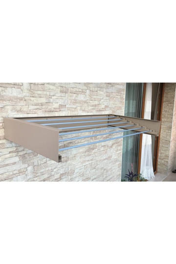 Wall Mounted Laundry Drying Rack, Clothes Foldable Dryer, Bathroom Organizer, Metal, Beige, 100 cm