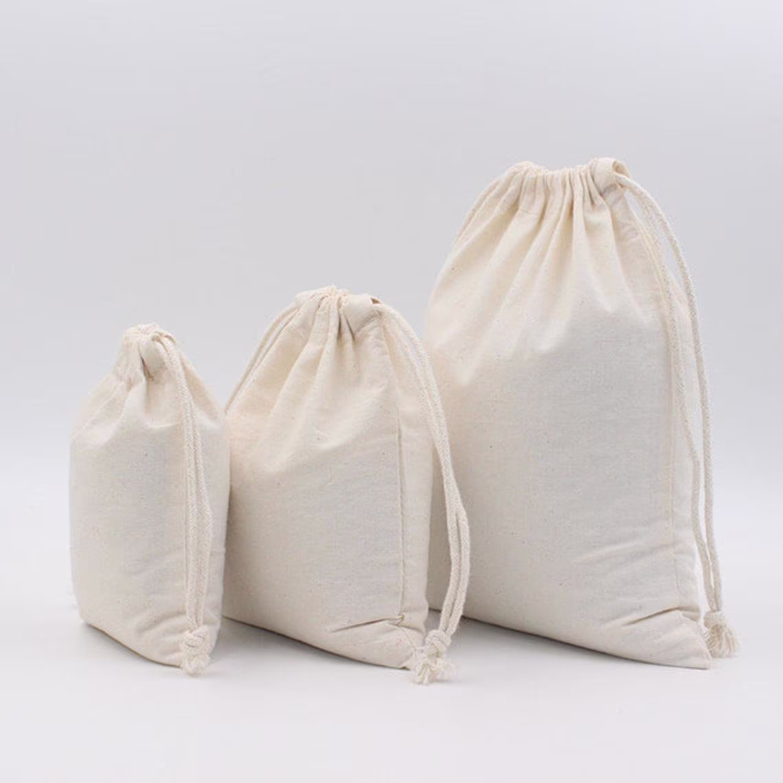500 Pcs Of Organic Cotton Bags. 100% Double Drawstring Premium Quality Great For Packaging & Storage