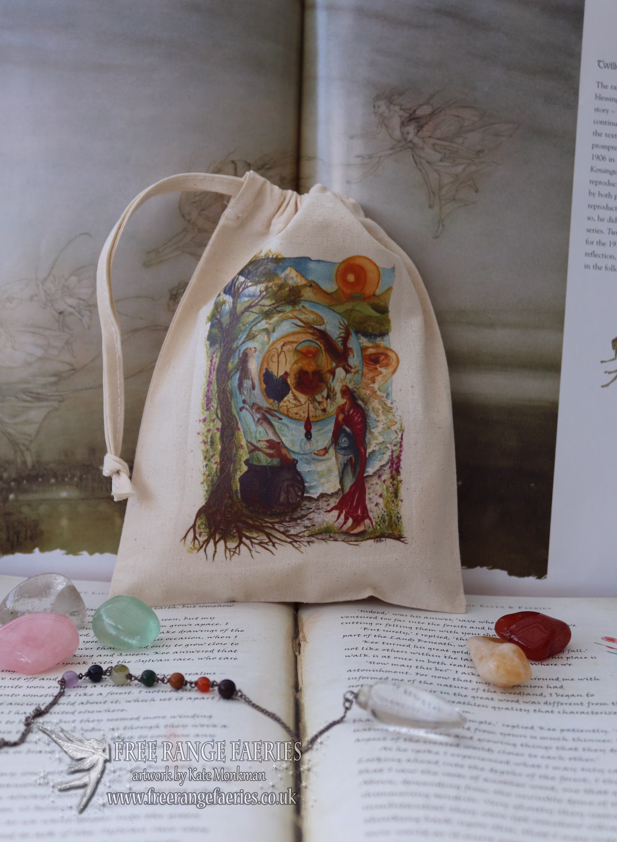 Tarot Card Bag, Cotton Oracle Pouch, Goddess Medicine Celtic, Spiritual, Cerridwen's Spell
