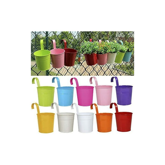 10 x Metal Iron Flower Pot Vase Hanging Balcony Garden Planter Home Decor