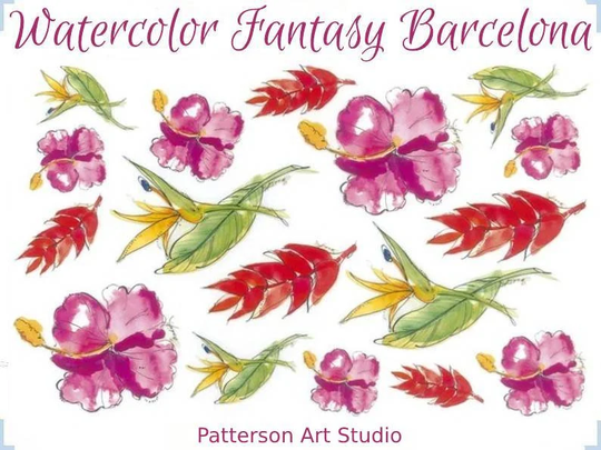 Redesign With Prima Rub On Furniture Small Transfer Decal, Watercolor Fantasy Barcelona 6"x9