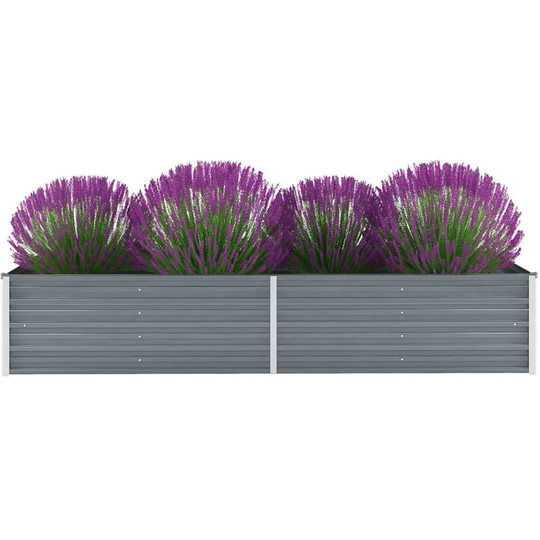Hommoo - Garden Planter Galvanised Steel 240x80x45cm Grey VD29022