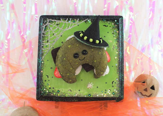 strawberry Chocolate & Cream Green Tea Croissant Witch Plush Art
