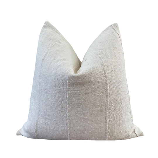 Oumou || Authentic Mudcloth Pillow Cover | White Mud Cloth Origin Mali