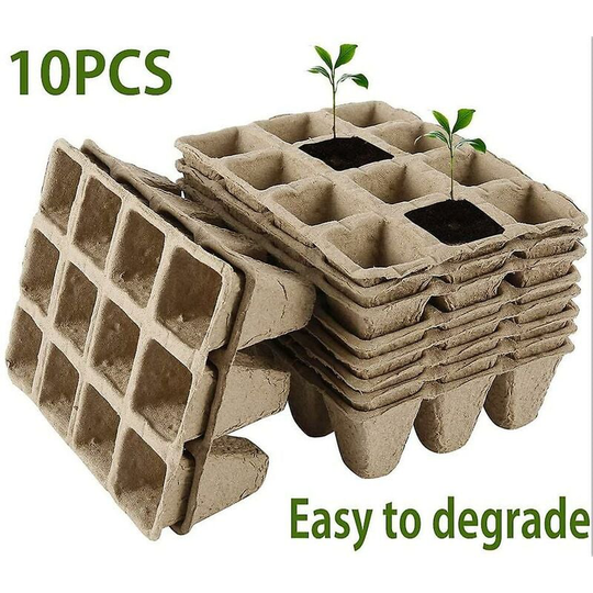 10 Pcs 12 Cell Nursery Pot Biodegradable Tray Seed Germination Trays Thsinde