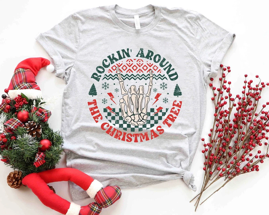 Rocking Around The Christmas Tree, Freezing Season, Skull, Skellie, Winter, Hippie, Cocoa, Snow, Holiday Party, Ugly Xmas Outfit, Retro