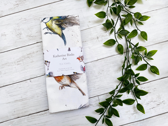 Garden Bird Tea Towel 100% Organic Cotton